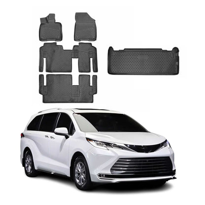 2021-2026 Toyota Sienna 8 Seats Floor Mats & Cargo Liner Full Set Black