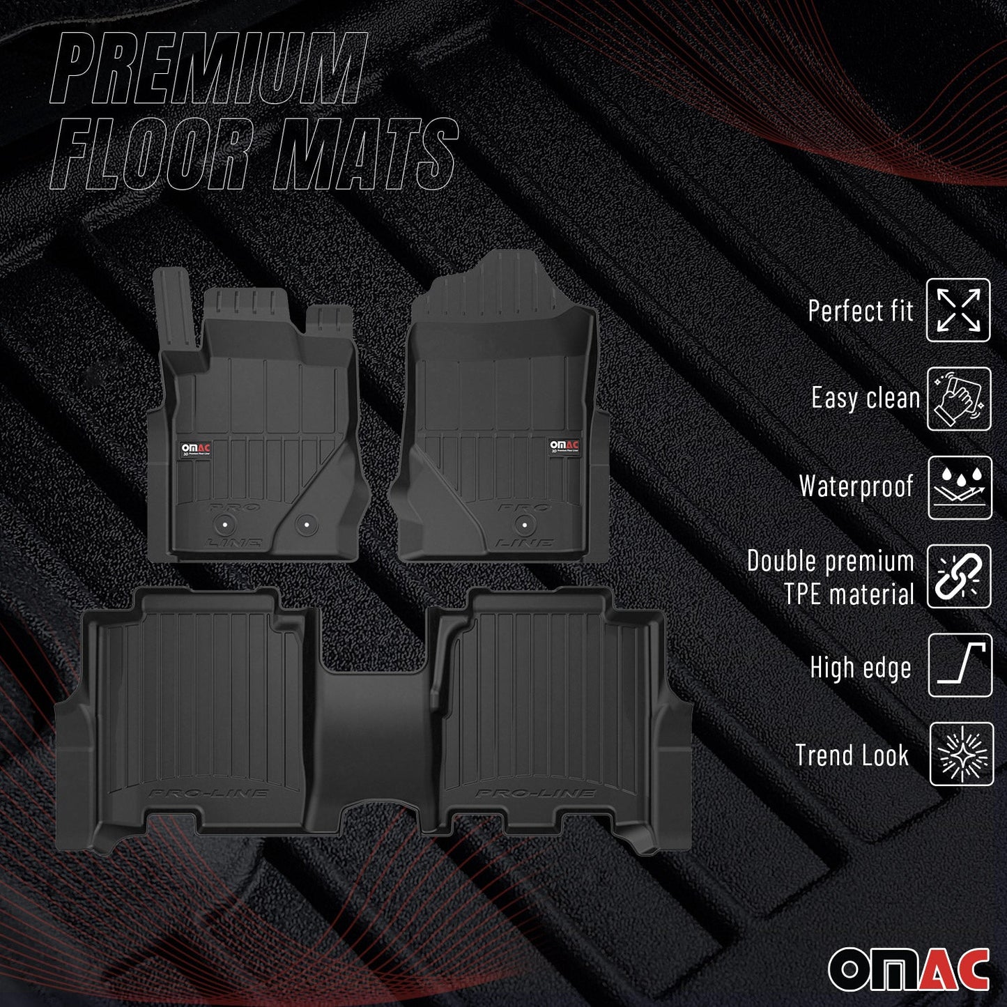 2021-2024 Ford Bronco Premium Floor Mats Liners Full Set All Weather Heavy Duty