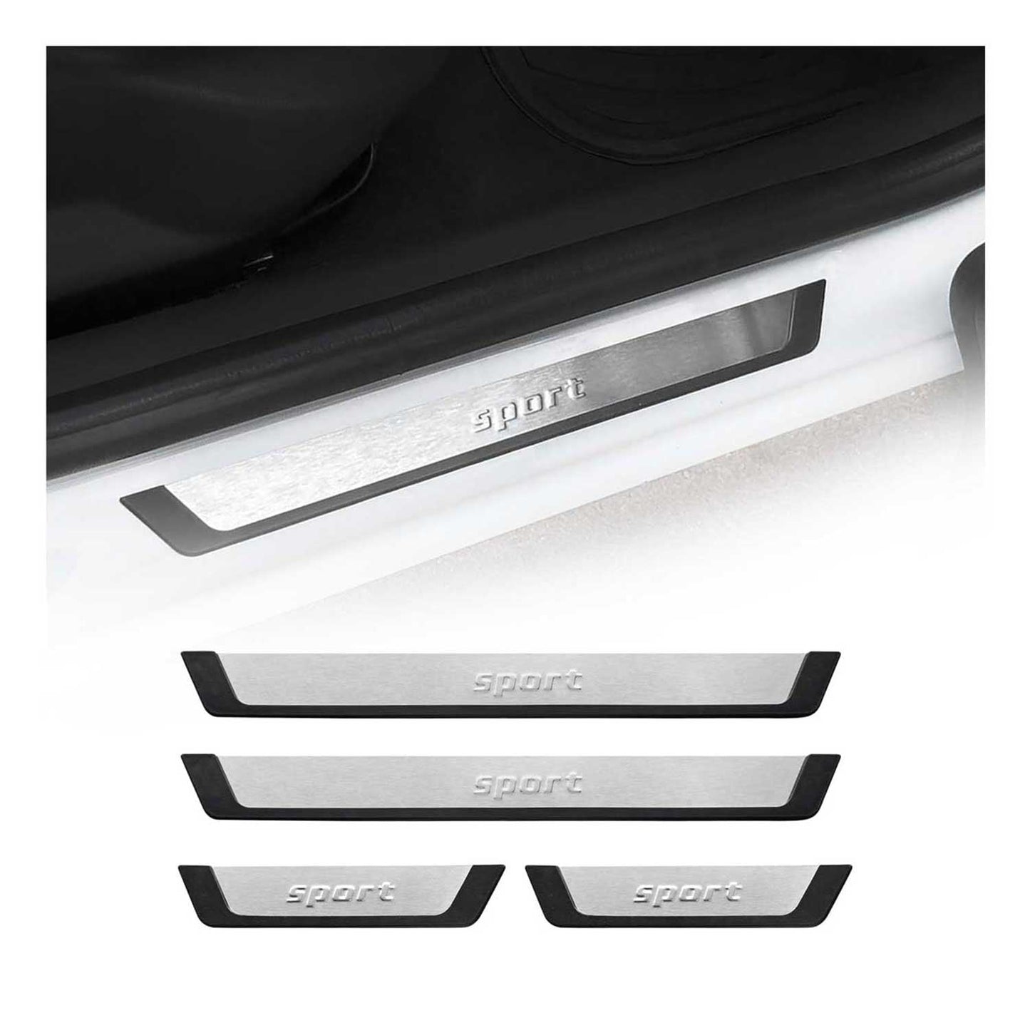 Kia Sedona Sorento Door Sill Scuff Plate Scratch Protector Sport Brushed Stainless Steel 4Pcs