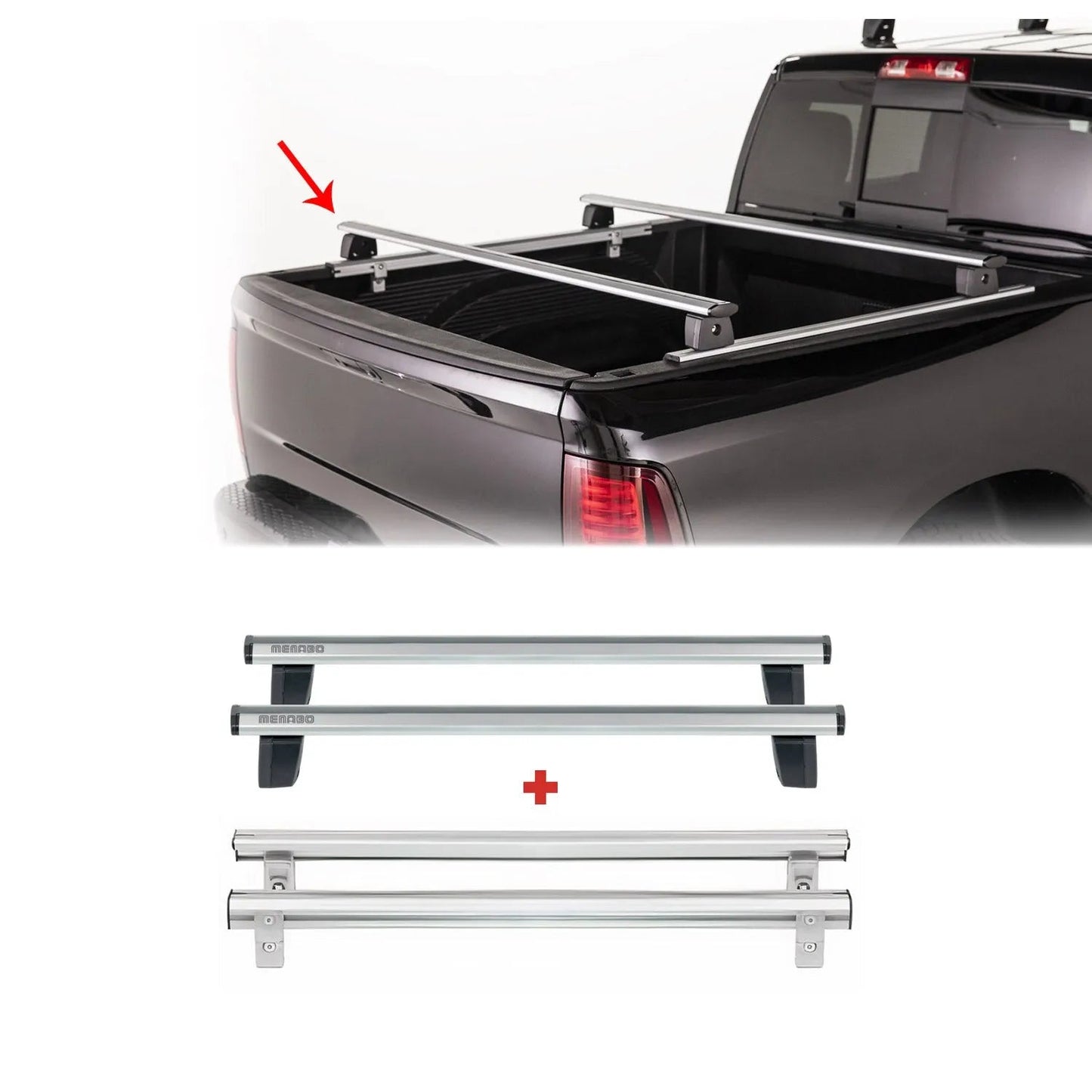 Ford F-150 F-250 F-350 Truck Bed Rack System Alu Pick Up Sliding Rack Silver 4Pcs