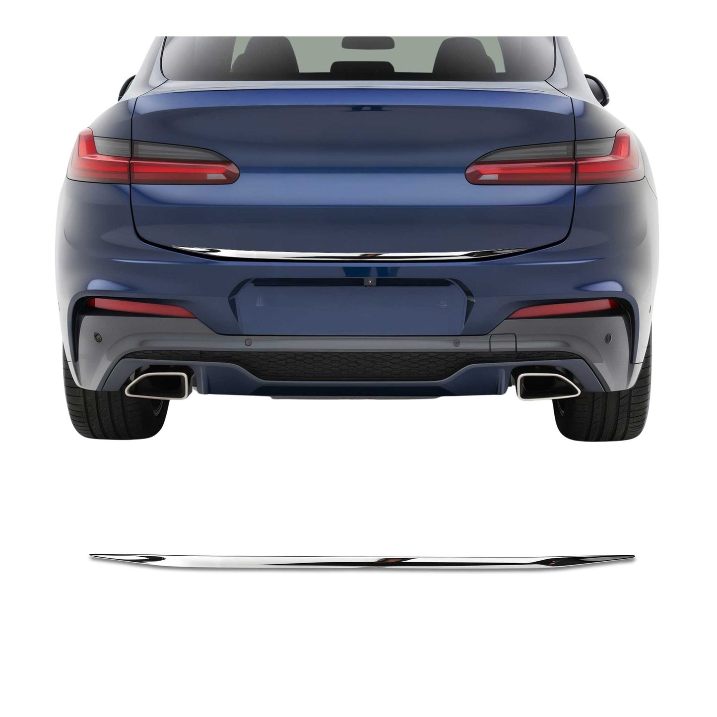 2019-2025 BMW X4 G02 2.gen Rear Trunk Lid Molding Trim Stainless Steel Silver 1Pc