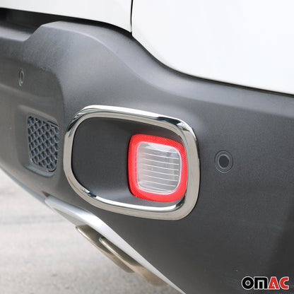 2019-2024 Jeep Renegade Rear Reflector Lamp Rim Frame Silver Steel 2 Pcs