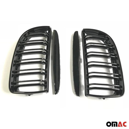 2005-2008 BMW 3 Series E90 E91 E92 E93 Pre-FL Front Kidney Grille M4 Style Gloss Black Dual Slat