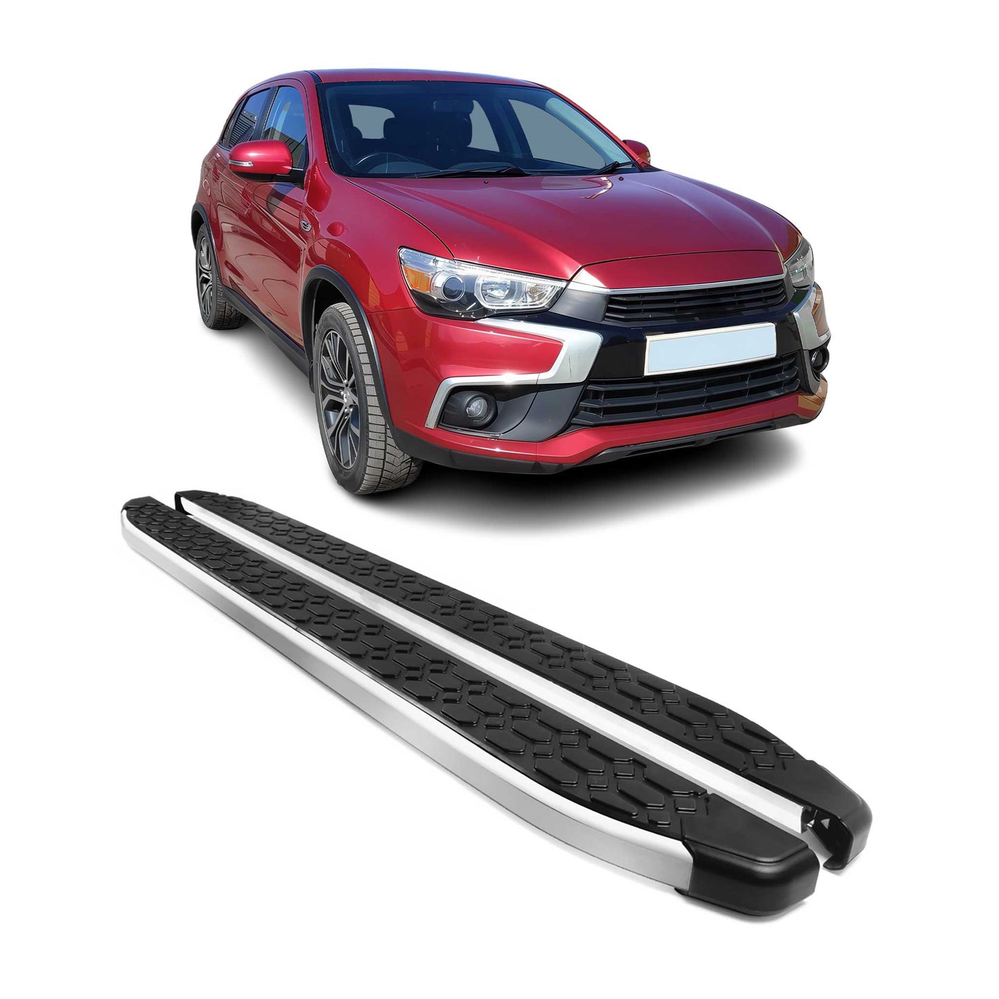 2011-2023 Mitsubishi Outlander Sport Running Boards Side Steps Silver & Black