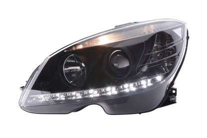 Mercedes Benz C-Class (204) Black LED Headlights with Daytime Running Lights (2007-2010)
