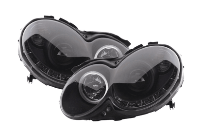Mercedes Benz CLK (209) Black LED Headlights with Daytime Running Lights (2004-2009)