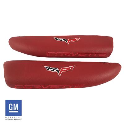 LEATHER ARMREST PADS - RED W/L