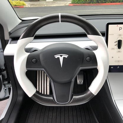 Model 3 / Y Sport Round Carbon Fiber Steering wheel 【Style 41】