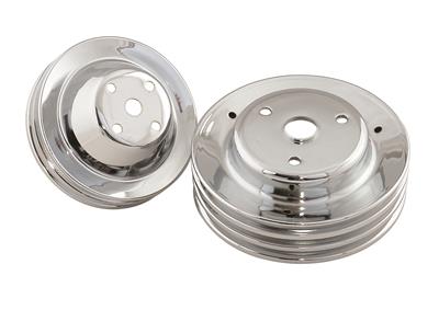 CHROME PULLEY SET SB CHEVY