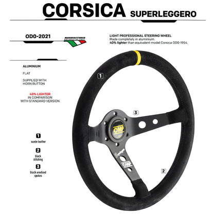OMP Corsica Superleggero Steering Wheel – 350mm Diameter Black Suede