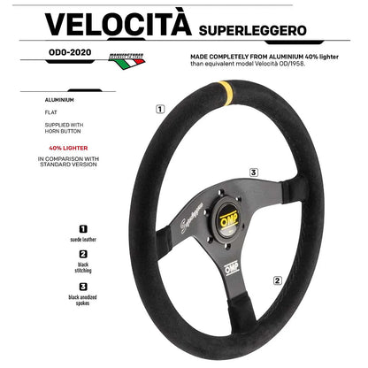 OMP Velocita Superleggero Steering Wheel – 350mm Lightweight Suede Racing Wheel