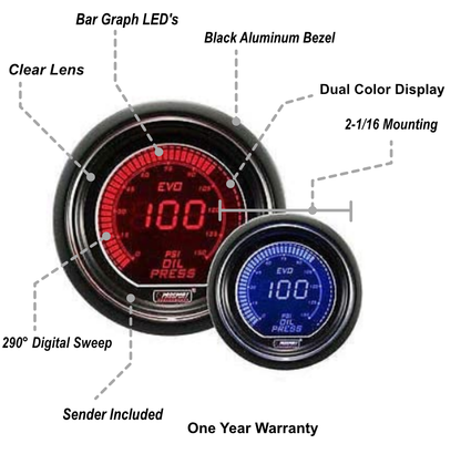 2-1/16" Evo Electrical Oil Pressure Gauge