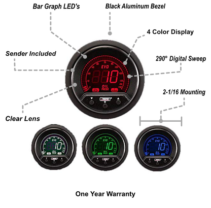 2-1/16" Premium Evo Electrical Oil Pressure Gauge
