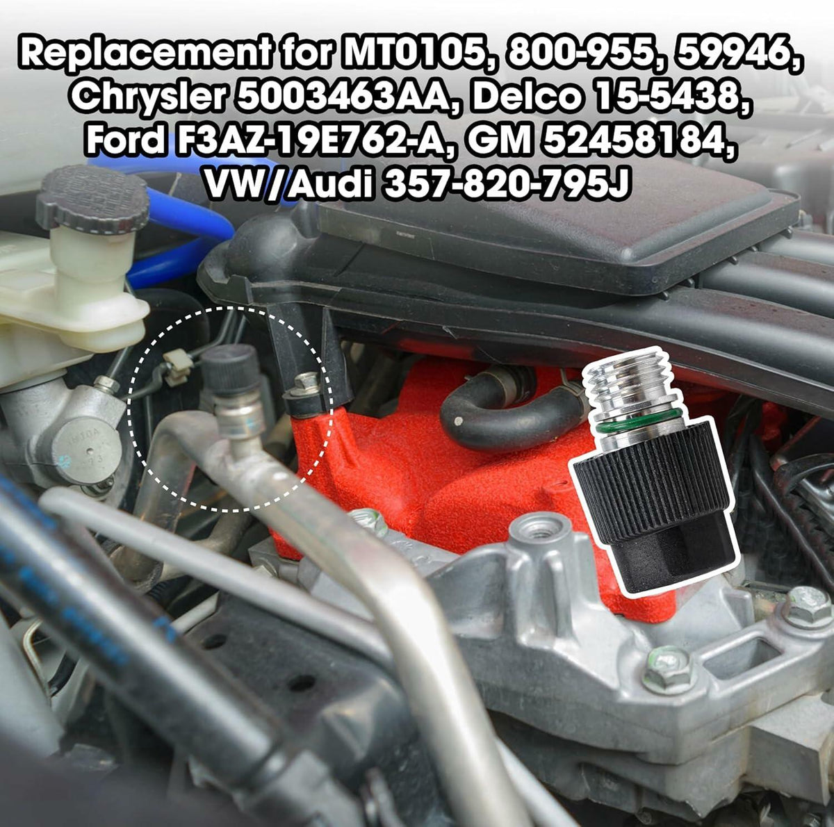M12x1.5 Male High Side A/C Port Valve for Chevy GMC Ford Chrysler VW Jeep