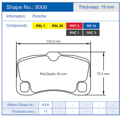 Pagid Racing Brake Pads No.8006 (Rear)