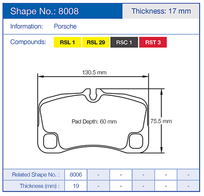 Pagid Racing Brake Pads No.8008 (Rear)