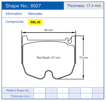 Pagid Racing Brake Pads No. 8027 (Front)