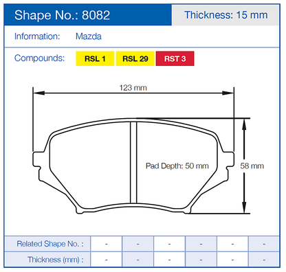 Pagid Racing Brake Pads No. 8082 (Front)