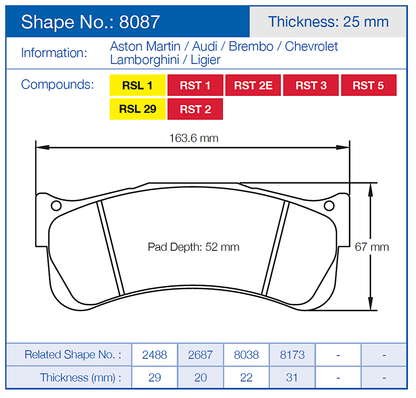 Pagid Racing Brake Pads 8087