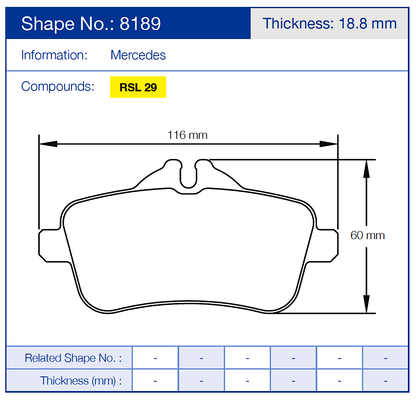 Pagid Racing Brake Pads No. 8189 (Rear)