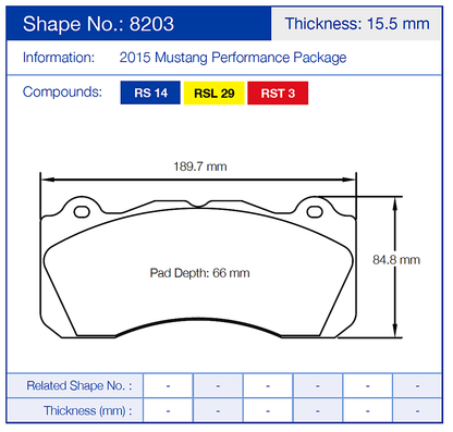 Pagid Racing Brake Pads No. 8203 (Front)