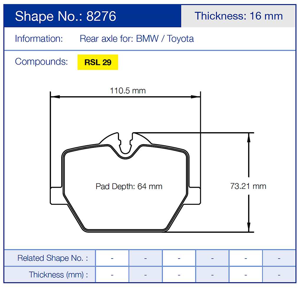 Pagid Racing Brake Pads No. 8276 (Rear)