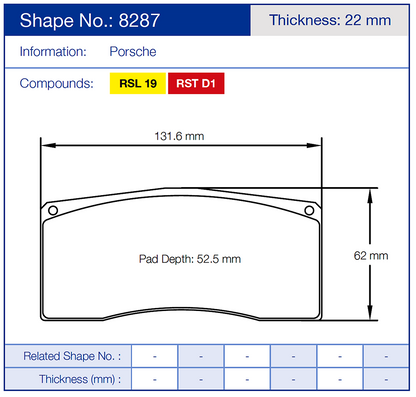 Pagid Racing Brake Pads 8287