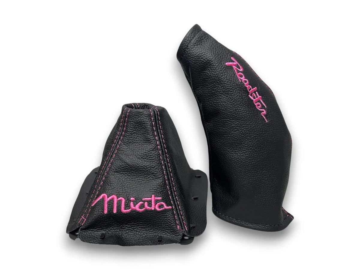 Embroidery Genuine Leather Handbrake & Shift Boot Cover For MZADA MK1 MX-5 1998-2005