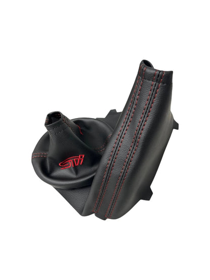 For SUBARU STI 2015-2021 Embroidered PU Leather Shift & Handbrake Boot Cover