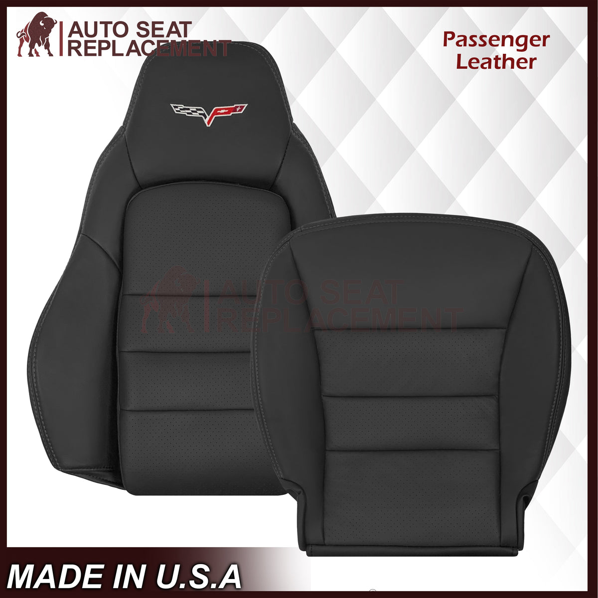 2005 - 2013 Chevy Corvette Replacement Black Perforated Seat Covers