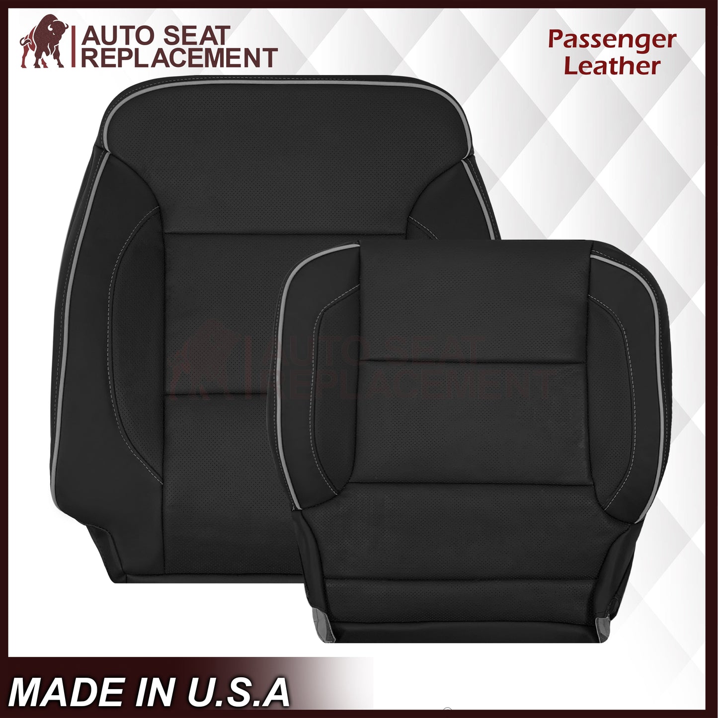 2014-2019 Chevy Silverado 1500 2500HD 3500HD High Country Replacement Perforated Genuine Leather OR Synthetic Leather Seat Covers: Black