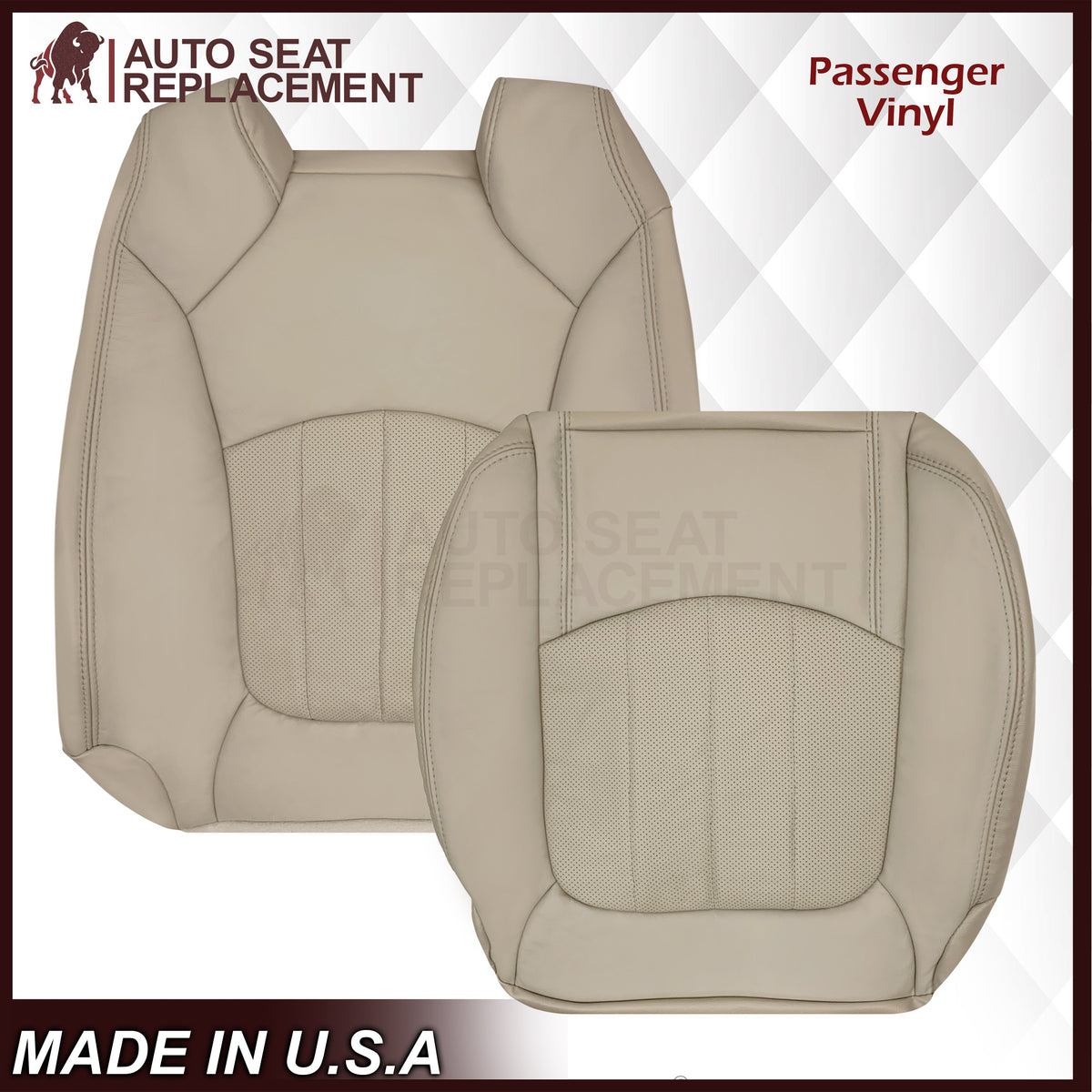 2008-2012 Buick Enclave Perforated Replacement Seat Covers In Tan: Choose Leather or Syn. Leather