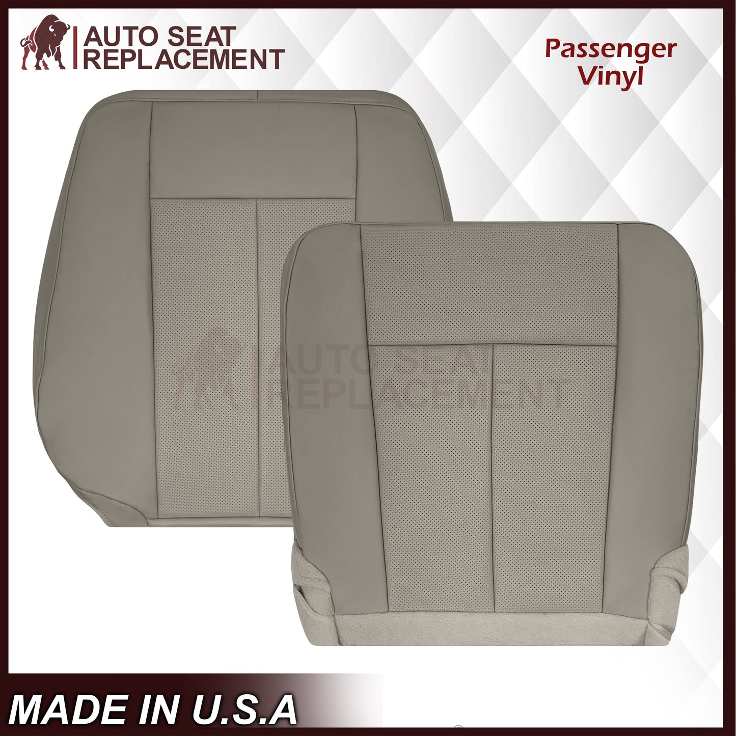 2007-2014 Ford Expedition Eddie Bauer/XLT PERFORATED Leather Replacement Seat Cover in Gray