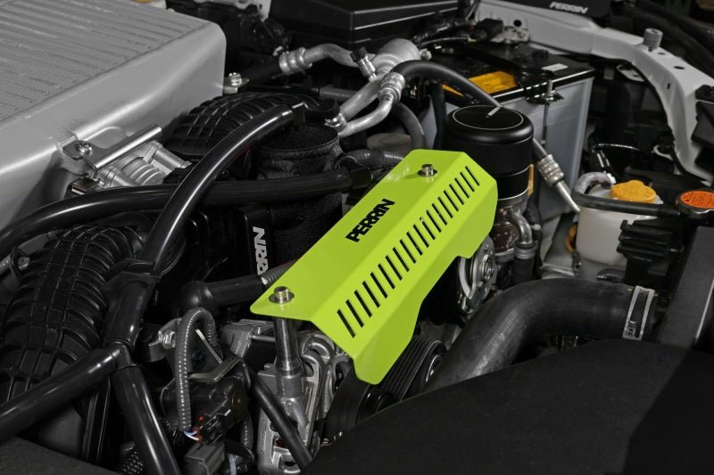 Perrin Performance [22-26 WRX/Outback, 15-25 Impreza, 18-25 Crosstrek, 20-25 Legacy] Pulley Cover - Short Version - Works w/AOS System - Neon Yellow