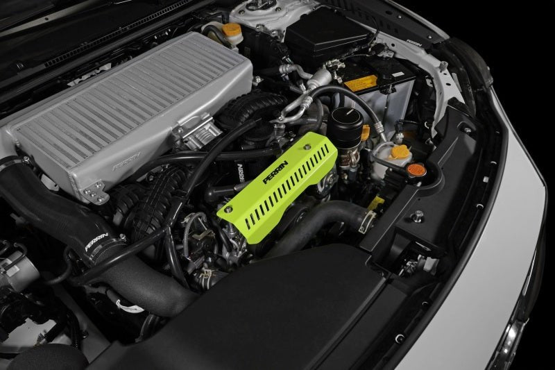 Perrin Performance [22-26 WRX/Outback, 15-25 Impreza, 18-25 Crosstrek, 20-25 Legacy] Pulley Cover - Short Version - Works w/AOS System - Neon Yellow