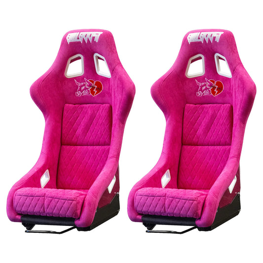 BULL BOOST Pink Heartbreak Racing Bucket Seats with Slider Rails – Pair