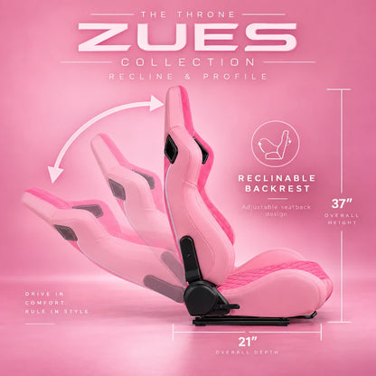 BULL BOOST ZEUS Collection Pink Reclinable Racing Seats – Pair