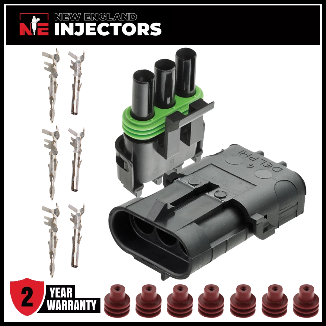 Delphi Weather Pack 3 Pin Connector Kit 14-16 AWG Waterproof Plug Male Female