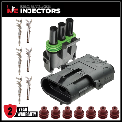 Delphi Weather Pack 3 Pin Connector Kit 14-16 AWG Waterproof Plug Male Female