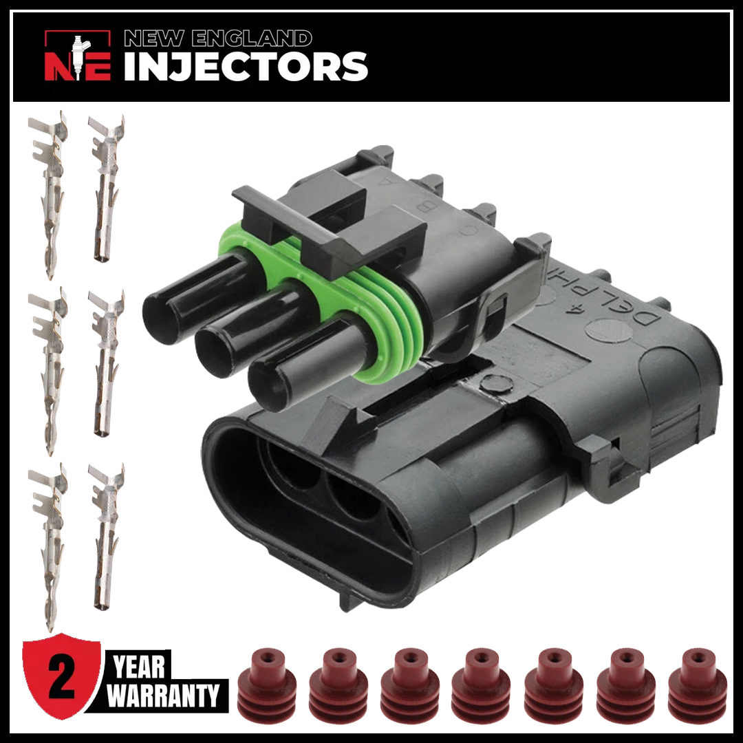 Delphi Weather Pack 3 Pin Connector Kit 14-16 AWG Waterproof Plug Male Female