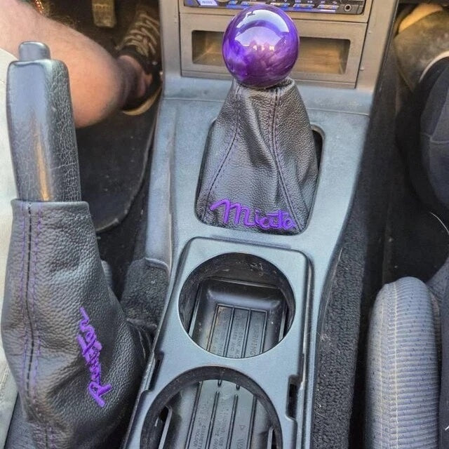 Embroidery Genuine Leather Handbrake & Shift Boot Cover For MZADA MK1 MX-5 1998-2005