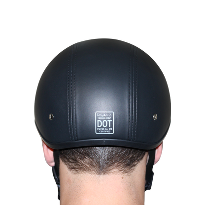 D.O.T. Daytona Skull Cap- Leather Covered