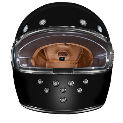 D.O.T. & ECE Daytona Retro Full Face Motorcycle Helmet: Vintage Style for Men, Women, & Youth - Hi-Gloss Black w/ Chrome Accents