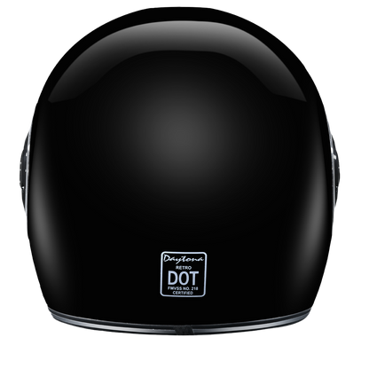 D.O.T. & ECE Daytona Retro Full Face Motorcycle Helmet: Vintage Style for Men, Women, & Youth - Hi-Gloss Black w/ Chrome Accents