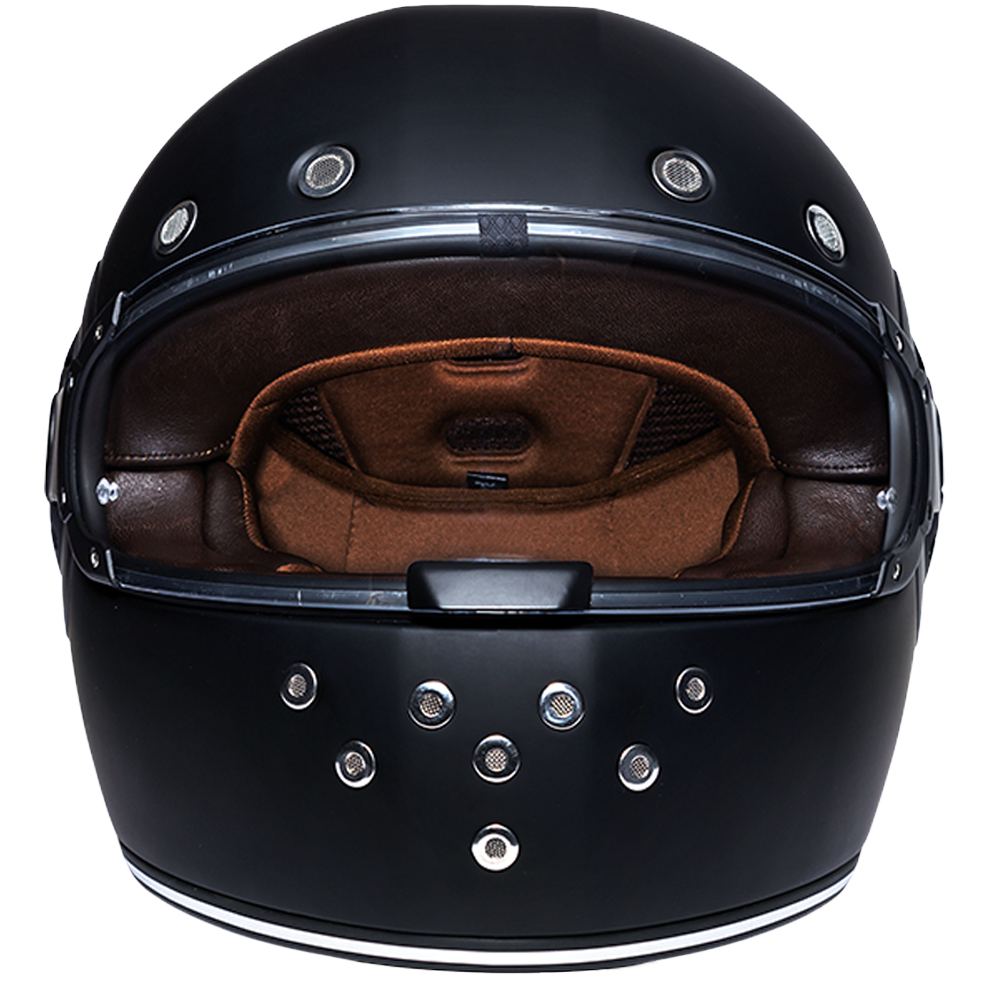 D.O.T. & ECE Daytona Retro Full Face Motorcycle Helmet: Vintage Style for Men, Women, & Youth - Dull Black W/ Dull Black Accents