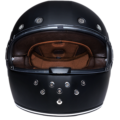 D.O.T. & ECE Daytona Retro Full Face Motorcycle Helmet: Vintage Style for Men, Women, & Youth - Dull Black W/ Dull Black Accents