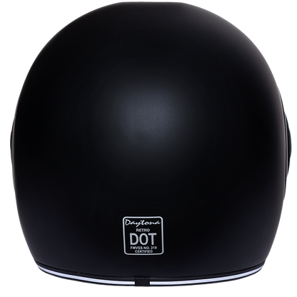 D.O.T. & ECE Daytona Retro Full Face Motorcycle Helmet: Vintage Style for Men, Women, & Youth - Dull Black W/ Dull Black Accents