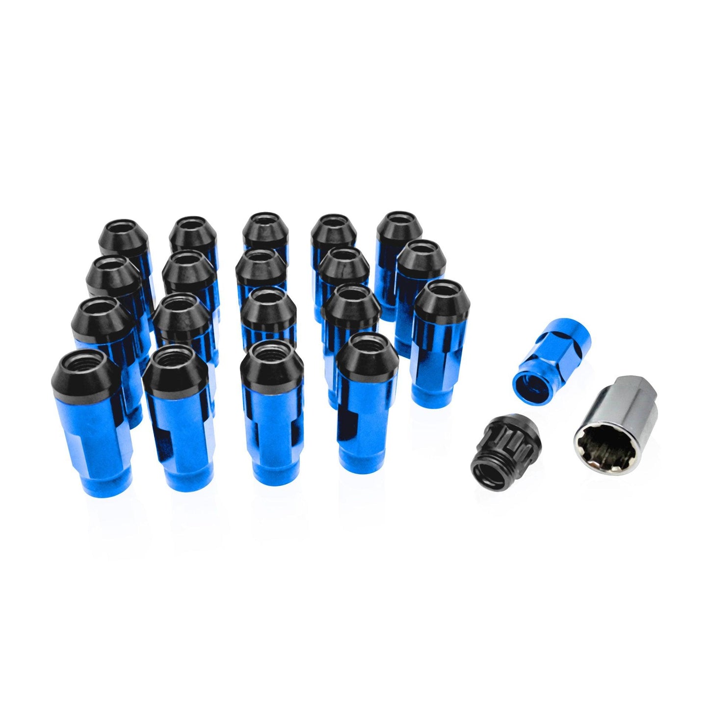 NGR Dual Lug Nuts, SS & Aluminum, Set of 20, Blue