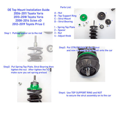 REV9 Scion xD (SP110) 2008-14 Hyper-Street II Coilover Kit w/ 32-Way Damping Force Adjustment SKU: R9-HS2-104_2