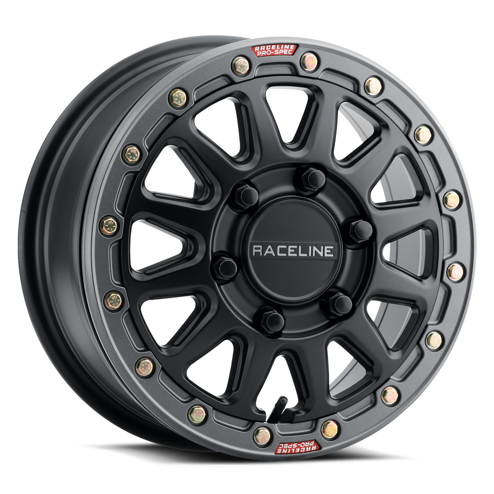 Raceline ALPHA BLACK W/GUNMETAL RING 15X6.5 6X139.7 +74